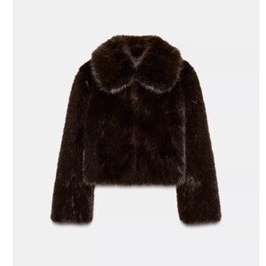 Women's Faux Fur Puffer Jacket - Dark Brown